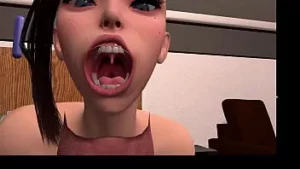 3d vr 动画无尽视频游戏 virt a mate 动漫卡通。纹身的墨西哥强盗深深地操在一个留着刘海的年轻秃头丰满美女的喉咙深处。