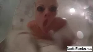 Sexy viking nadia plays wtih her pussy in the forest