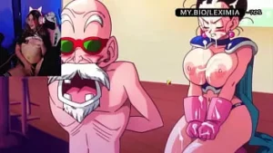 (deel 3) Chichi trekt Muten Roshi af in haar oude kostuum! kamparadijs 2