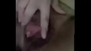 Girl with hair on pussy masturbates for me