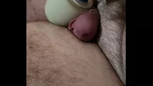 Masterbating with a wand no hands, intense cumming