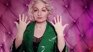 Mănuși din latex Asmr și haină verde din pvc (arya grander) video sexy sfw de milf fierbinte