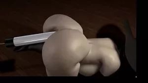 3d vr 动画无尽视频游戏 virt a mate 动漫卡通。一个胖女巫 alcina dimitrescu 用一个巨大的假阳具连接到他妈的机器上操她的屁股。