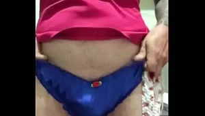 Maddie, pissing into stepdaughters sexy blue satin panties, #20