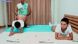 4k amateur. neighbor fucks teen twin sisters while they watch movie
